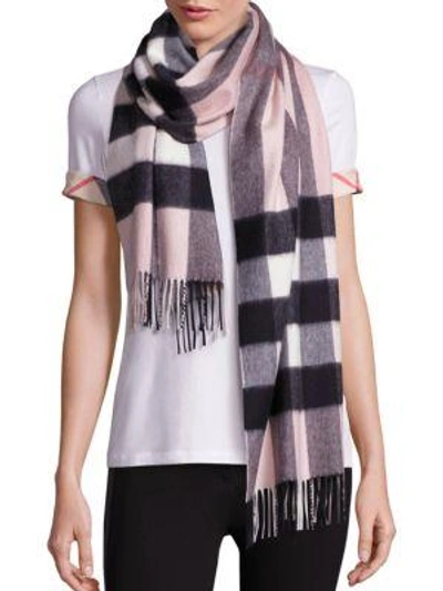 Shop Burberry Heritage Half Mega Check Cashmere Scarf In Ash Rose