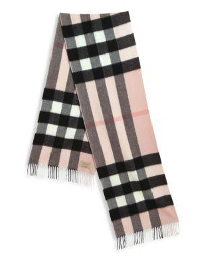 Shop Burberry Heritage Half Mega Check Cashmere Scarf In Ash Rose