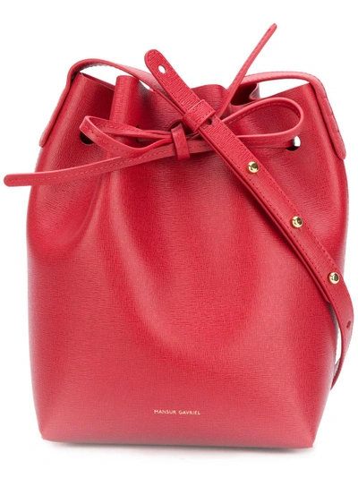 Shop Mansur Gavriel Mini Bucket Bag - Red