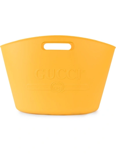 Shop Gucci Logo Top Handle Tote - Yellow In Yellow & Orange