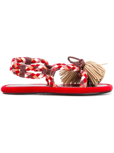Shop Carven Rope Sandals - Red