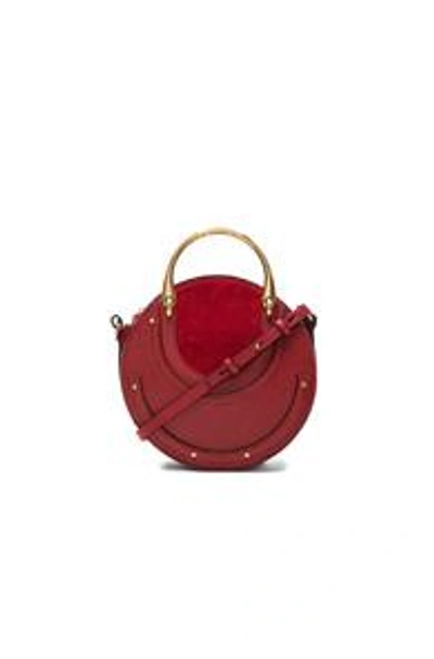 Shop Chloé Chloe Small Pixie Shiny Goatskin, Calfskin & Suede Double Handle Bag In Red