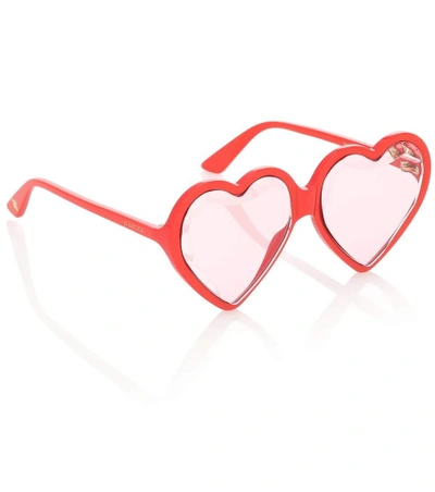 Shop Gucci Heart-frame Sunglasses In Pink