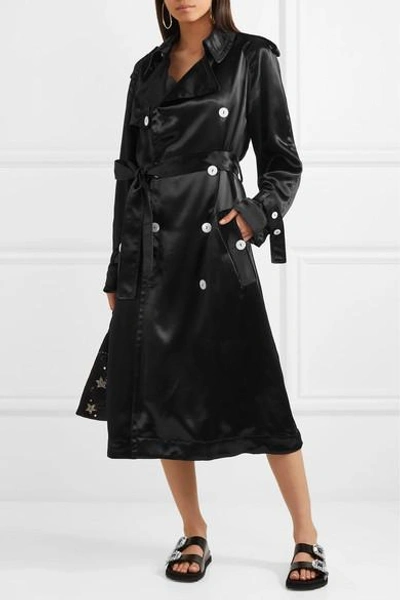 Shop Sonia Rykiel Satin Trench Coat In Black