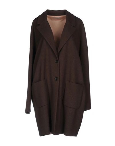 Shop Le Tricot Perugia Overcoats In Brown