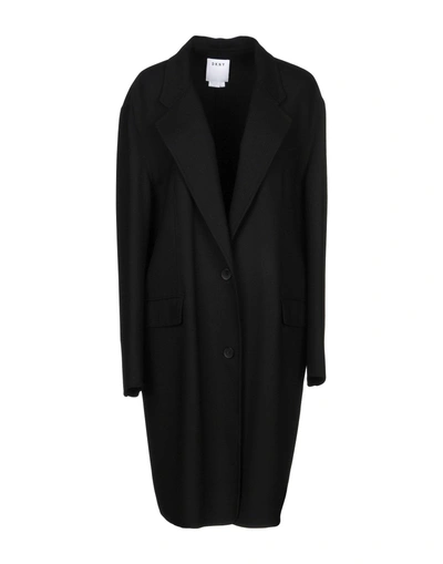 Shop Dkny Overcoats In Black