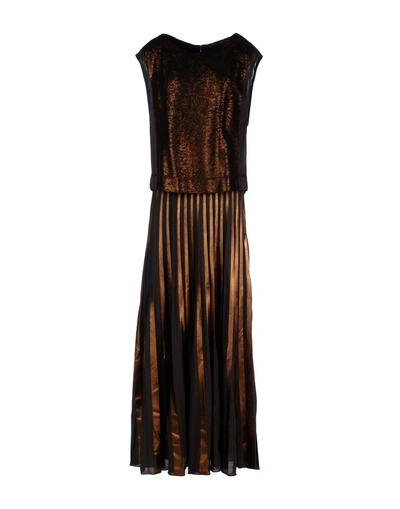 Shop Atos Lombardini Long Dress In Dark Brown