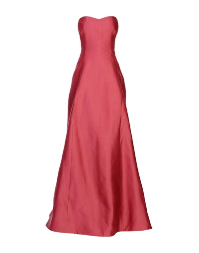 Shop Alberta Ferretti Long Dresses In Brick Red
