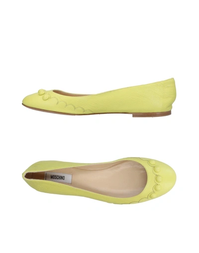 Shop Moschino Ballet Flats In Yellow