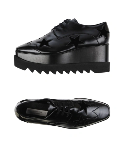 Shop Stella Mccartney Woman Lace-up Shoes Black Size 10 Textile Fibers
