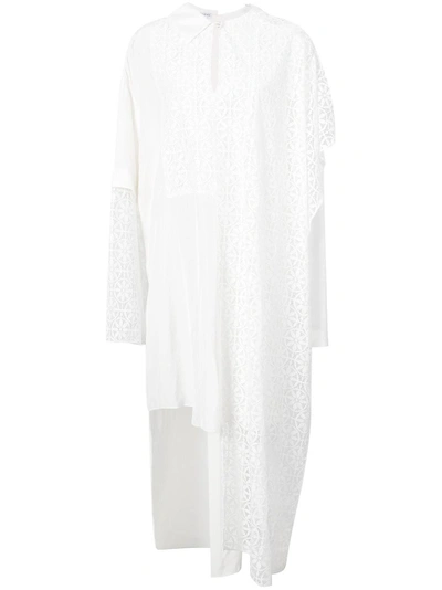 Shop Loewe Lace-panelled Shirt Dress