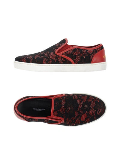 Shop Dolce & Gabbana Woman Sneakers Red Size 4 Calfskin, Textile Fibers