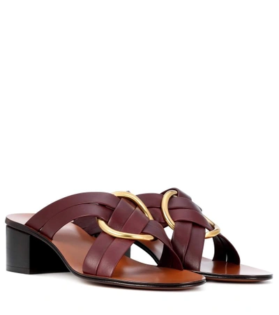 Shop Chloé Rony Leather Sandals In Purple