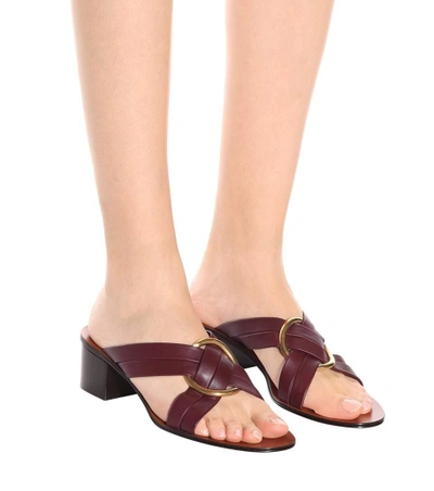 Shop Chloé Rony Leather Sandals In Purple