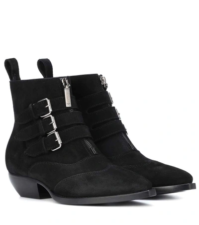 Shop Saint Laurent Theo 45 Suede Ankle Boots In Black