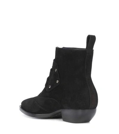 Shop Saint Laurent Theo 45 Suede Ankle Boots In Black