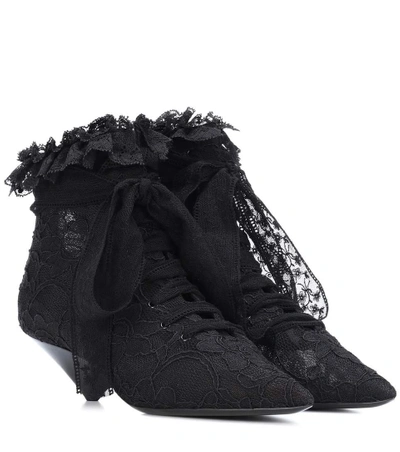 Shop Saint Laurent Blaze 45 Lace Ankle Boots In Black