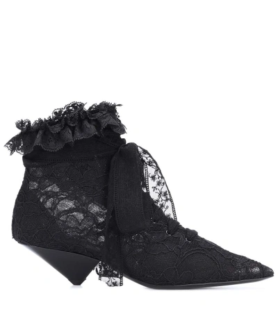 Shop Saint Laurent Blaze 45 Lace Ankle Boots In Black