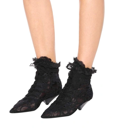 Shop Saint Laurent Blaze 45 Lace Ankle Boots In Black