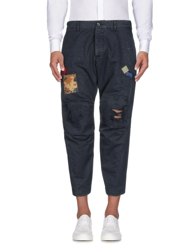 Shop Dsquared2 Cropped Pants In Dark Blue