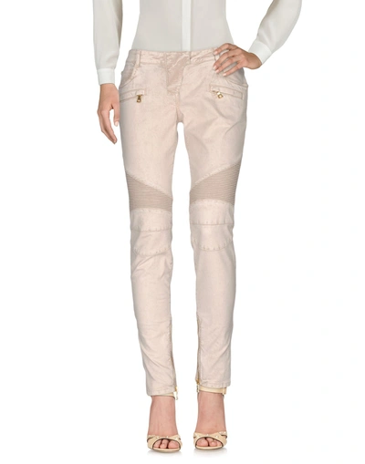 Shop Balmain Casual Pants In Beige