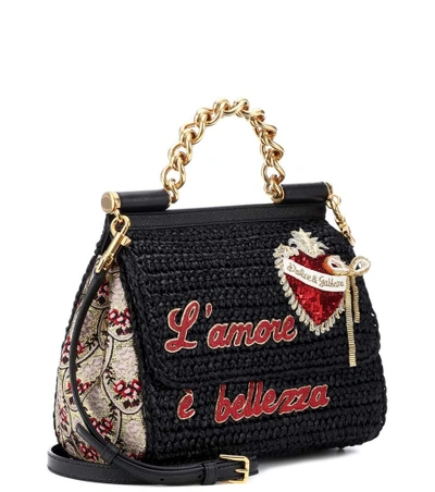 Shop Dolce & Gabbana Sicily Medium Raffia Shoulder Bag In Female