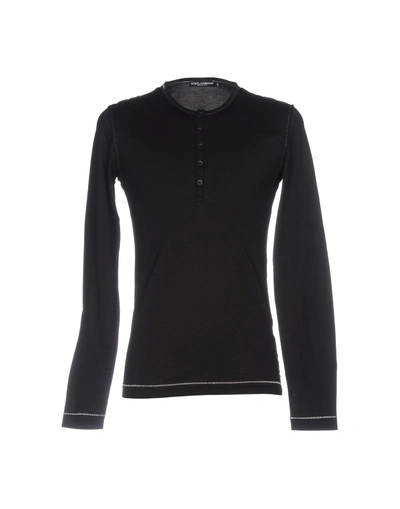 Dolce & Gabbana Silk Embroidered Logo T-shirt In Black