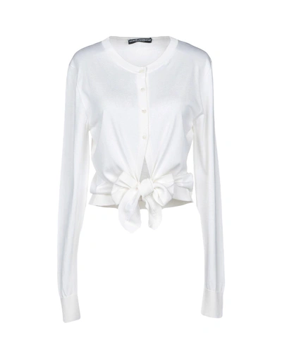 Shop Dolce & Gabbana Woman Cardigan White Size 12 Silk