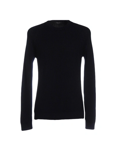 Shop Roberto Collina Man Sweater Midnight Blue Size 42 Merino Wool In Dark Blue
