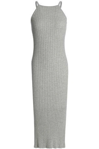 Shop Autumn Cashmere Woman Ribbed Cotton Midi Dress Gray