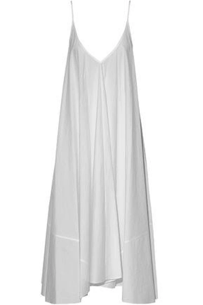 Shop Alexander Wang T Woman Pleated Cotton-poplin Midi Dress White