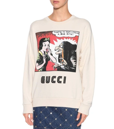 Shop Gucci Printed Cotton Jersey Sweatshirt In White