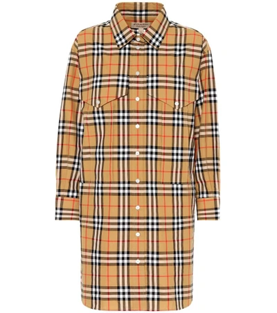 Shop Burberry Check Cotton Shirt Dress