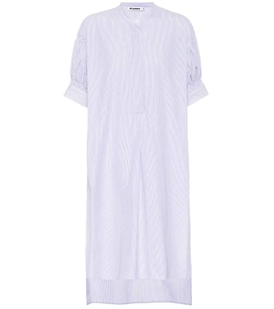 Shop Jil Sander Striped Cotton Dress In Blue