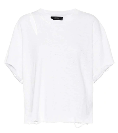 Shop Amiri Distressed Cotton T-shirt In White