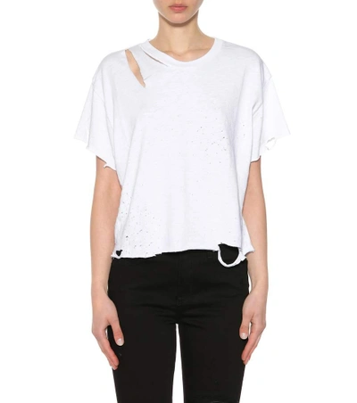 Shop Amiri Distressed Cotton T-shirt In White