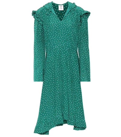 Shop Vetements Printed Silk Dress In Green