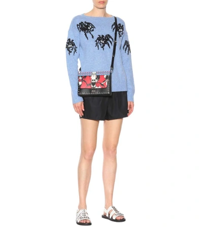 Shop Prada Intarsia Virgin Wool Sweater In Blue