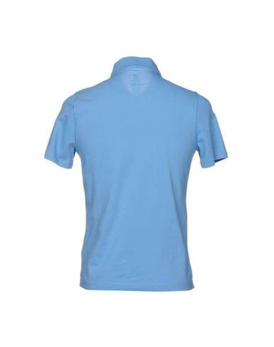 Shop K-way Polo Shirts In Pastel Blue