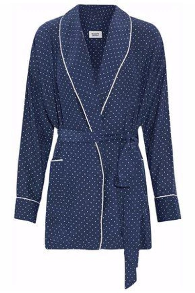 Shop Sleepy Jones Woman Printed Silk Robe Navy