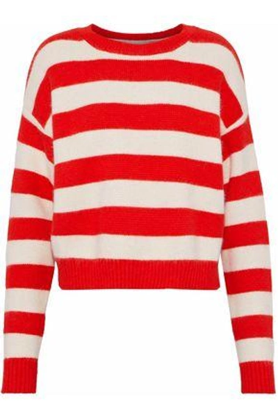 Shop Diane Von Furstenberg Woman Striped Knitted Angora-blend Sweater Tomato Red