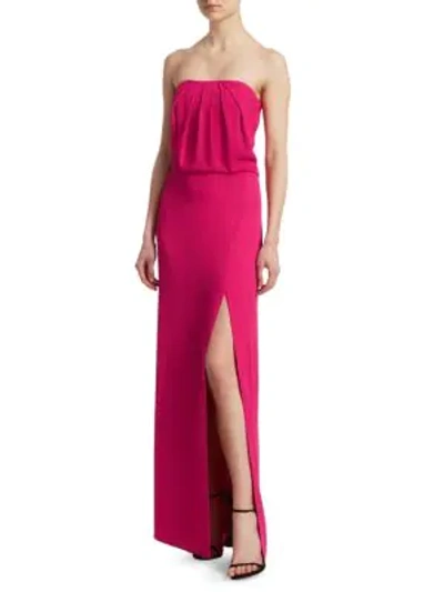 Shop Halston Heritage Strapless Draped Gown In Carnation