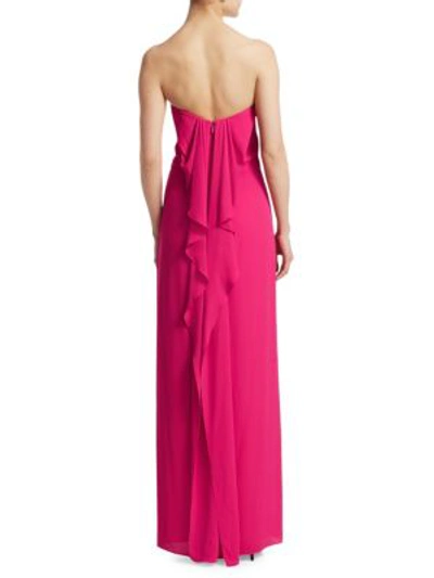 Shop Halston Heritage Strapless Draped Gown In Carnation