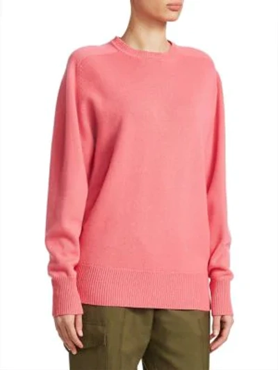 Shop Victoria Beckham Oversize Cashmere Crewneck Sweater In Bubblegum