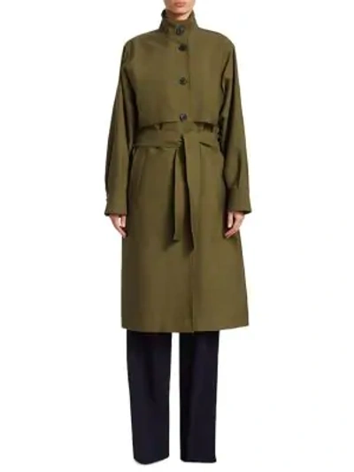 Shop Victoria Beckham Belted Trench Coat In Military Green