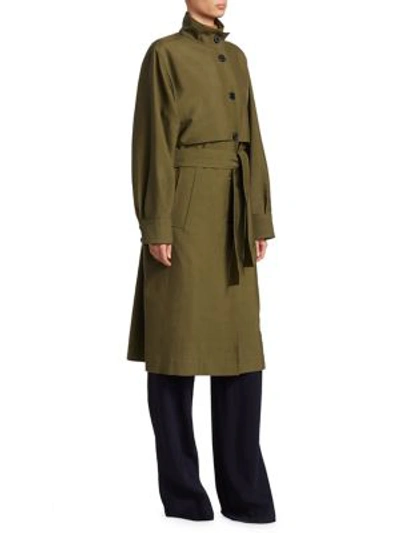 Shop Victoria Beckham Belted Trench Coat In Military Green