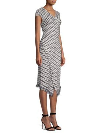 Shop St John Jacquard Wrap-hem Dress In Multi