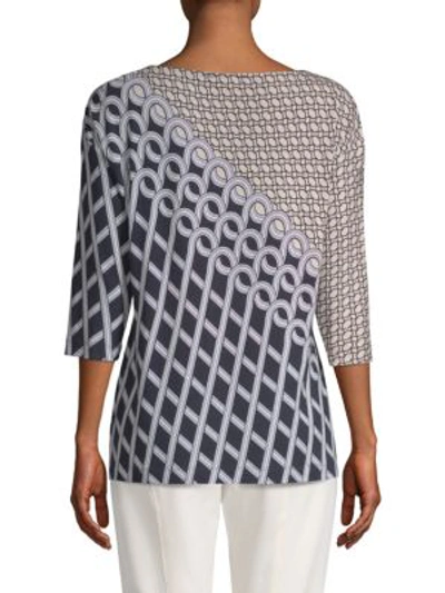 Shop St John Swirl Motif Boatneck Top In Navy Multi