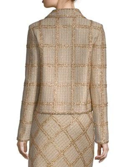 Shop St John Checkered Tweed Jacket In Gold Multi
