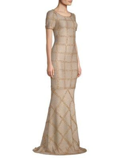 Shop St John Women's Metallic Plaid Gown In Gold Multi